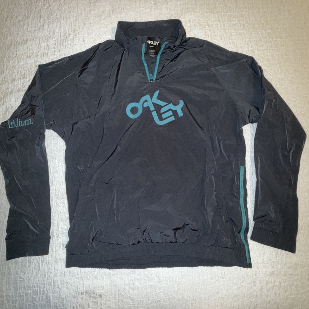 Oakley Iridium Custom Fit Men's L Black Teal Windbreaker Jacket